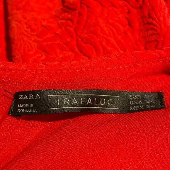 ZARA Red double layer jacquard dress Size XS - Picture 10 of 16